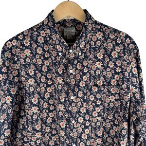 J Crew Secret Wash Organic Cotton Floral Print Shirt Men XL Slim Fit Long Sleeve
